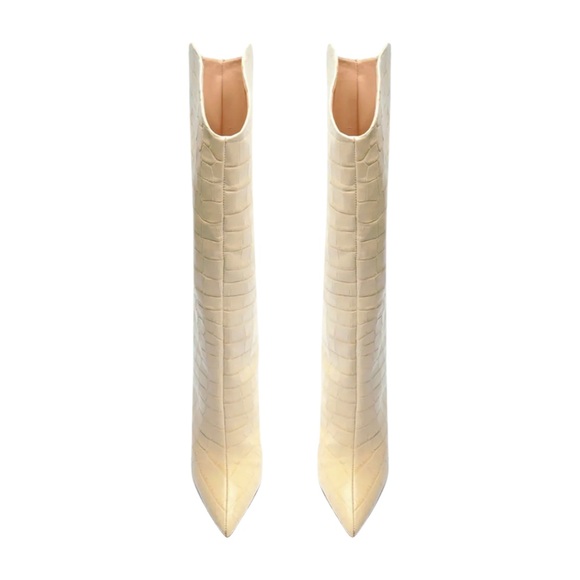 Schutz | MARYANA CROCODILE-EMBOSSED LEATHER BOOT | US 7 - Picture 5 of 13